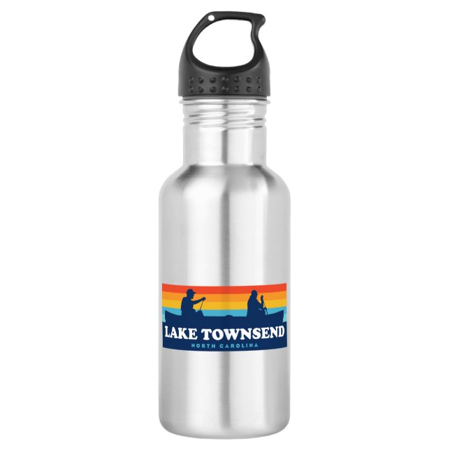 Lake Townsend North Carolina Canoe Stainless Steel Water Bottle (Front)