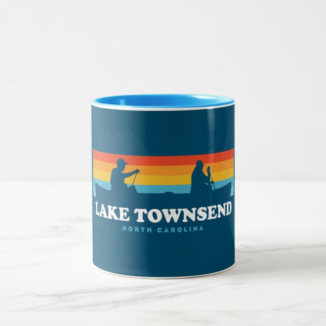 Lake Townsend North Carolina Canoe Two-Tone Coffee Mug (Center)