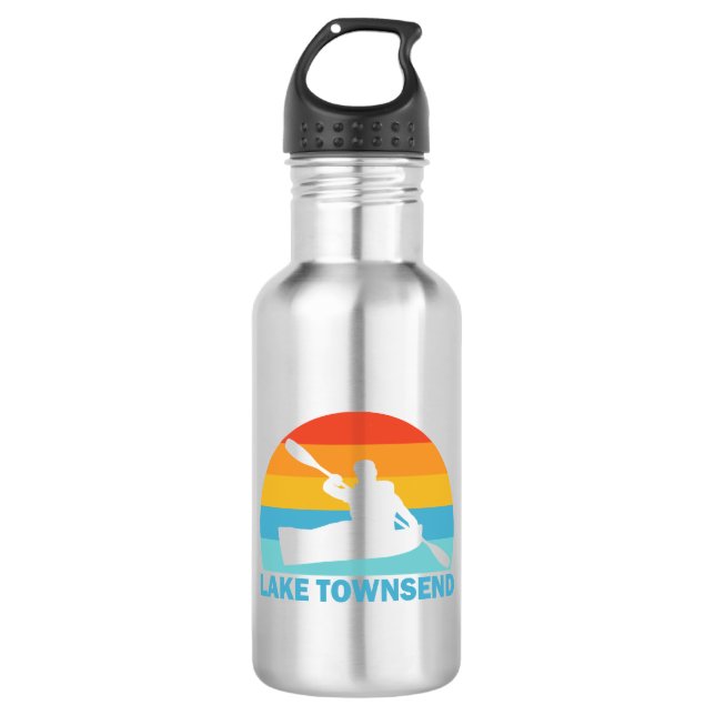 Lake Townsend North Carolina Kayak Stainless Steel Water Bottle (Front)