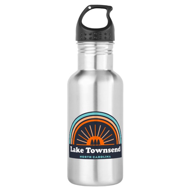 Lake Townsend North Carolina Rainbow Stainless Steel Water Bottle (Front)