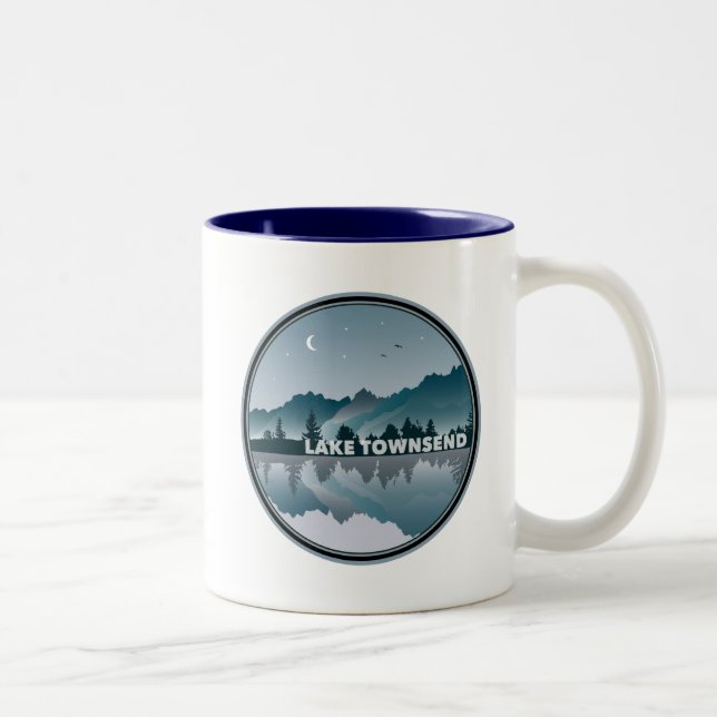 Lake Townsend North Carolina Reflection Two-Tone Coffee Mug (Right)