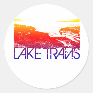 Lake Travis Skyline Design Classic Round Sticker