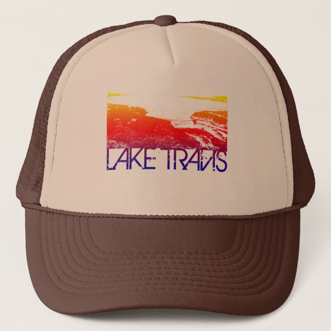 Lake Travis Skyline Design Trucker Hat (Front)