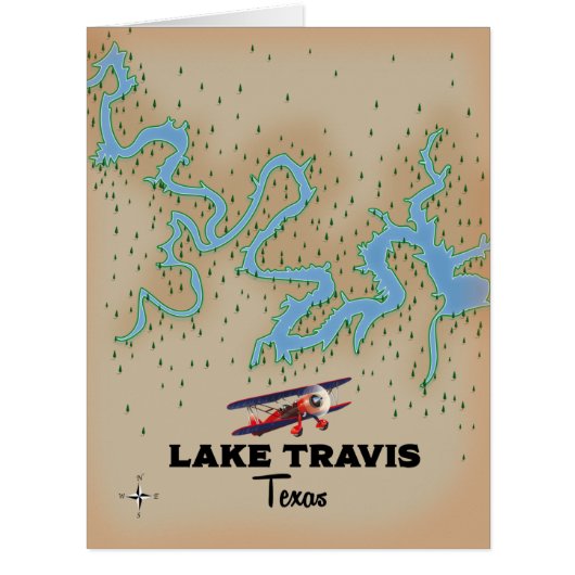 Lake Travis Texas map Cards (Front)