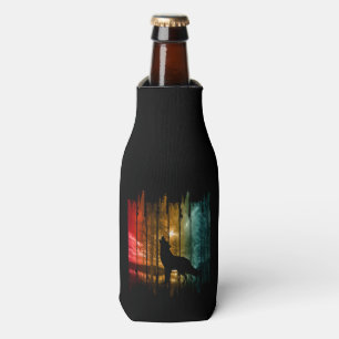 LAKE TREES WOLF HOWLING BOTTLE COOLER