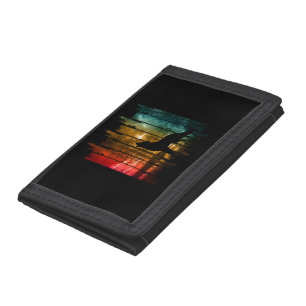 LAKE TREES WOLF HOWLING TRI-FOLD WALLET