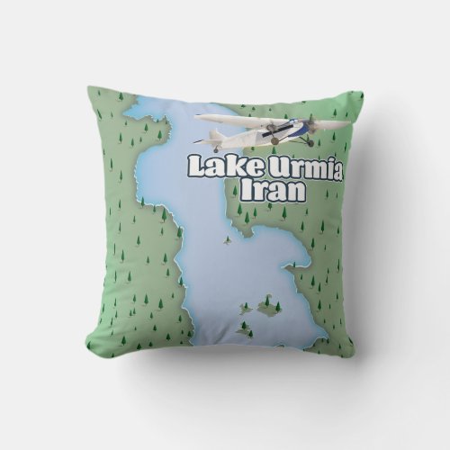 Lake Urmia Iran Travel Map Throw Pillow