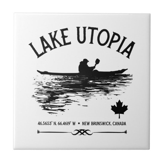  Lake Utopia New Brunswick Canada Lakes - Kayaker  Ceramic Tile (Front)