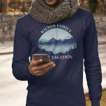 Lake Vacation Family Reunion Custom Long Sleeve T-Shirt<br><div class="desc">These cool custom lake house long sleeve t-shirts feature a serene blue river surrounded by trees and your personalized text for a family reunion,  camping trip,  or summer vacation. Customize with your last name or other group name.</div>