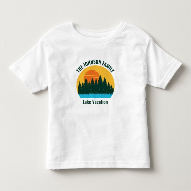 Lake Vacation Sunset Cool Personalized Toddler T-shirt (Front)