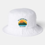 Lake Vacation Sunset Custom Family Reunion Bucket Hat<br><div class="desc">Beautiful family lake vacation bucket hat featuring the pretty blue waters under the forest of trees and cool orange sunset. Cute camping trip keepsake for your nature outing or wilderness group.</div>