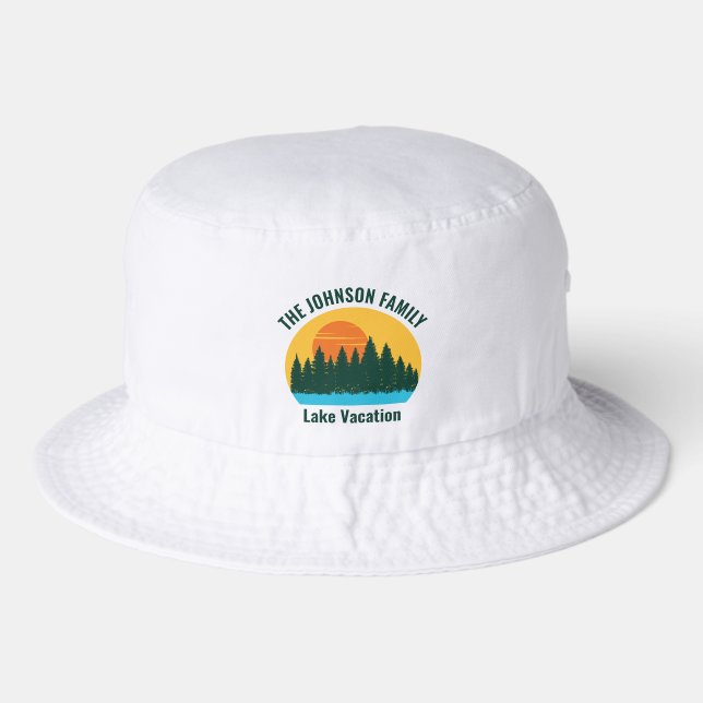 Lake Vacation Sunset Custom Family Reunion Bucket Hat (Front)