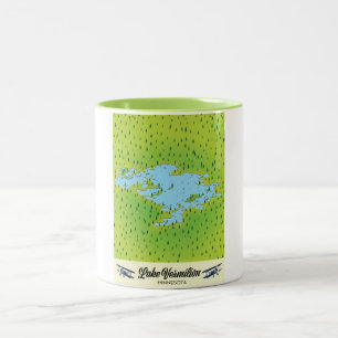 Lake Vermilion Minnesota map Two-Tone Coffee Mug
