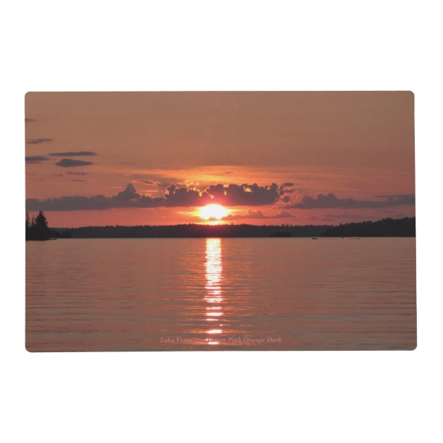 Lake Vermilion Sunset Pink Orange Dark Placemat (Front)