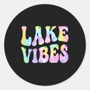 Lake Vibes Funny Fishing Boating Sailing Women Gir Classic Round Sticker