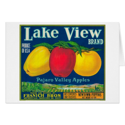 Lake View Apple Label - Watsonville, CA Cards (Front Horizontal)