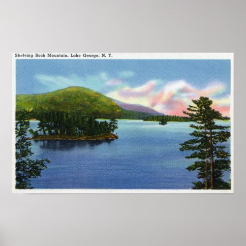 Lake View of Shelving Rock Mountain Poster