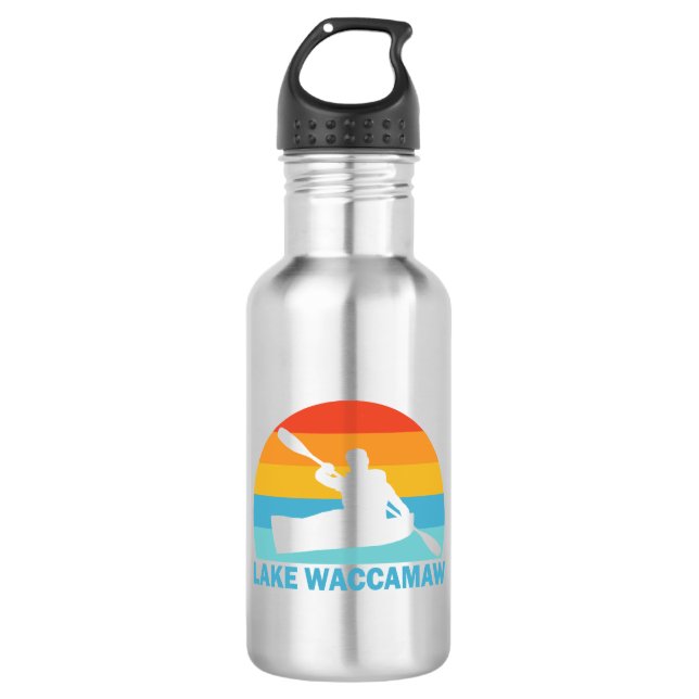 Lake Waccamaw North Carolina Kayak Stainless Steel Water Bottle (Front)