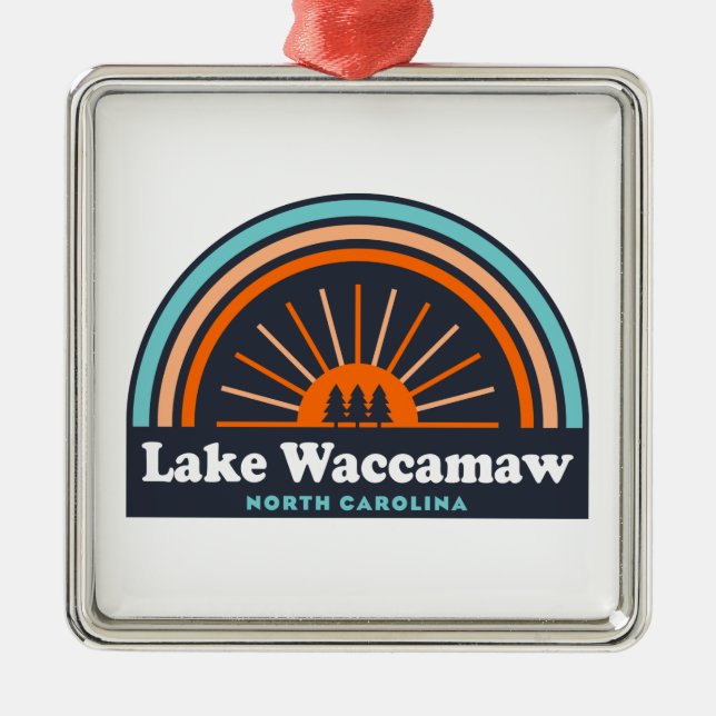 Lake Waccamaw North Carolina Rainbow Metal Ornament (Front)