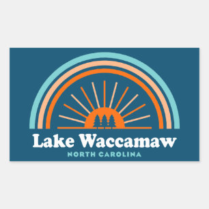 Lake Waccamaw North Carolina Rainbow Rectangular Sticker