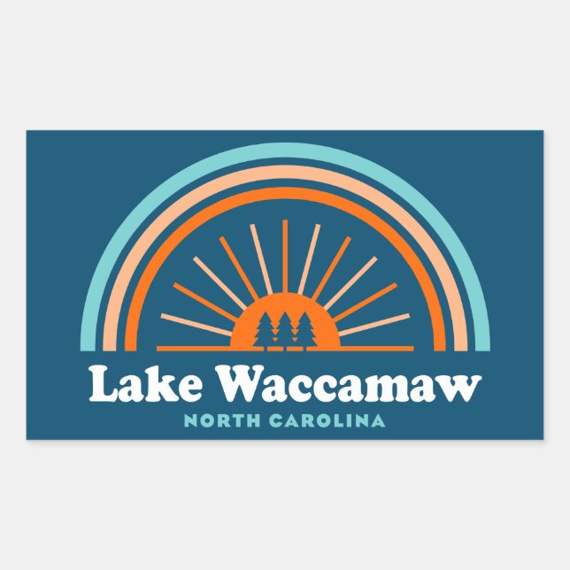 Lake Waccamaw North Carolina Rainbow Rectangular Sticker (Front)