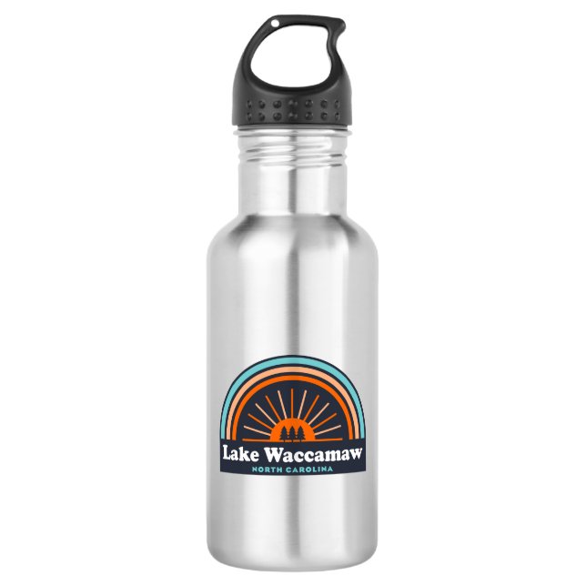 Lake Waccamaw North Carolina Rainbow Stainless Steel Water Bottle (Front)