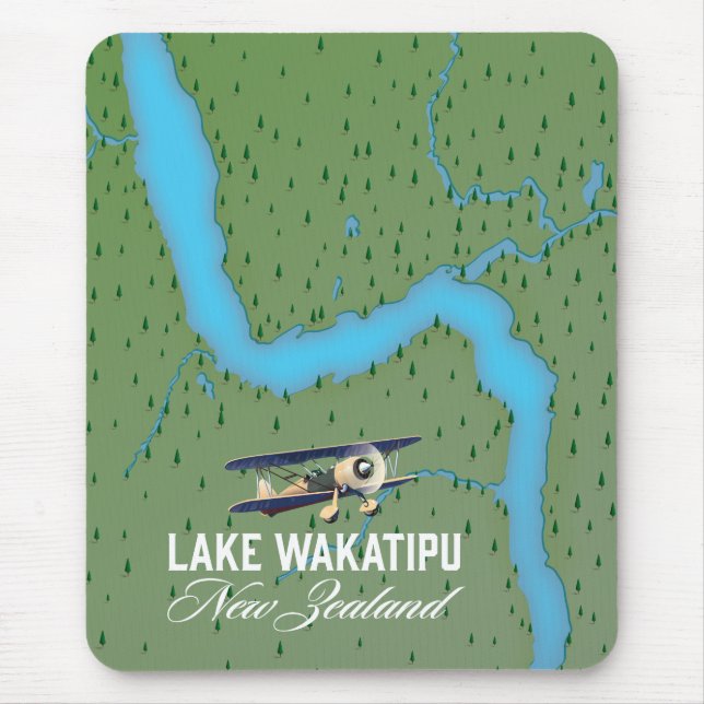 Lake Wakatipu New Zealand map Mouse Pad (Front)