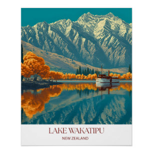 Lake Wakatipu Print New Zealand Wall Art