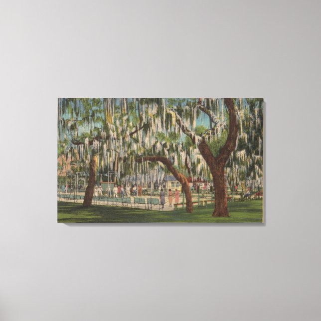 Lake Wales, FL - Outdoor View of Shuffleboard Canvas Print (Front)