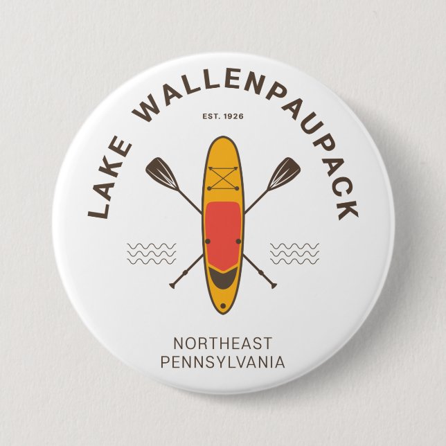 Lake Wallenpaupack Pennsylvania Paddle Boarding Button (Front)