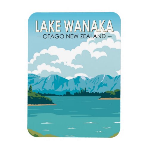 Lake Wanaka Otago New Zealand Travel Art Vintage  Magnet