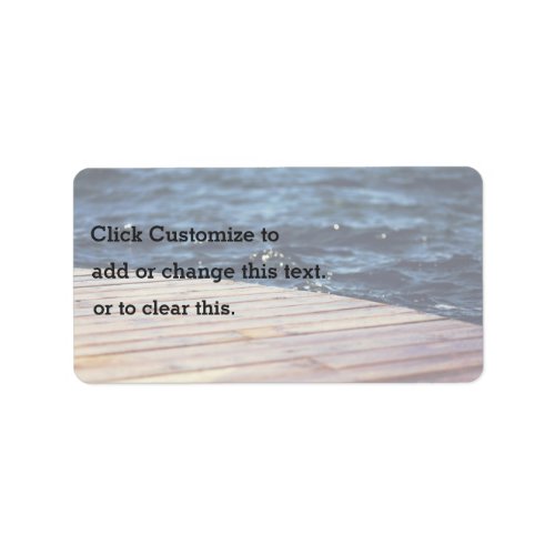 Lake water a wooden dock label