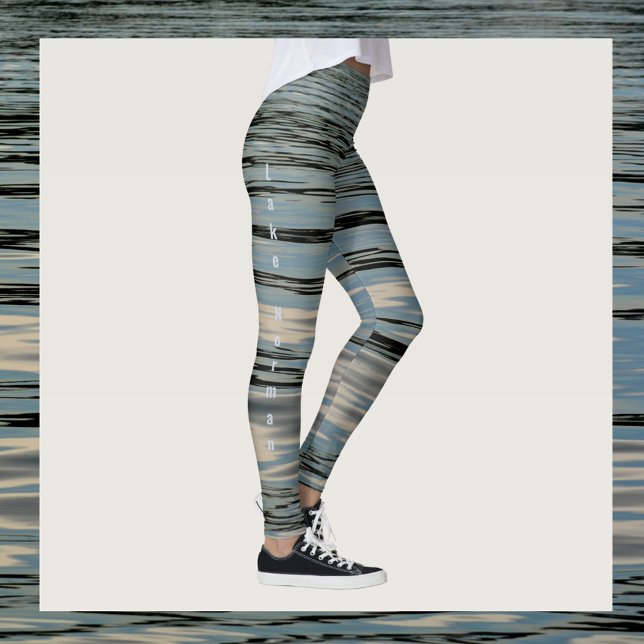 Lake Water Blue Beige Black Customizable Leggings (Creator Uploaded)