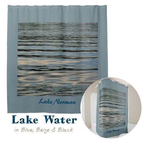 Lake Water Blue Beige Black Shower Curtain