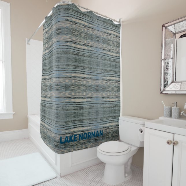 Lake Water Blue Beige Gray Black Shower Curtain (In Situ)