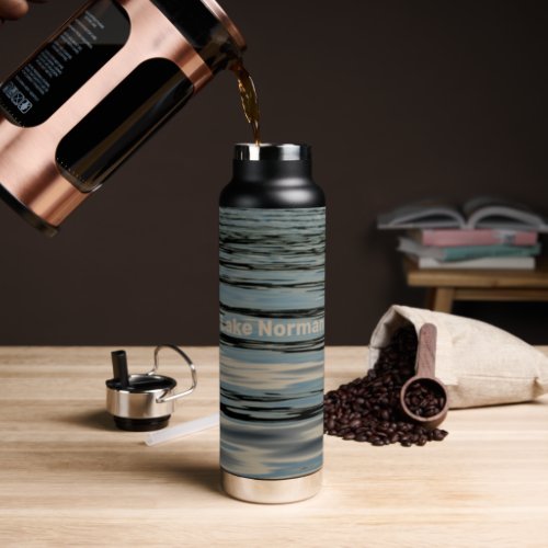 Lake Water Rippling Waves Blue Beige Black Water Bottle