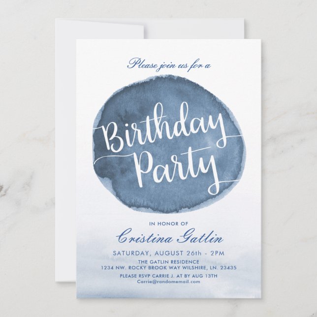 Lake Water Stain | Custom Birthday Party Invitation (Front)