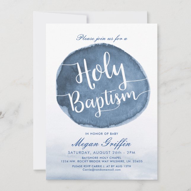 Lake Water Stain | Custom Holy Baptism Invitation (Front)