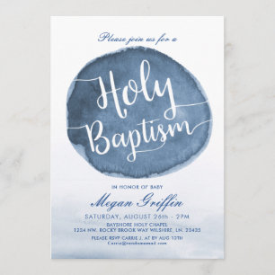 Lake Water Stain Custom Holy Baptism Invitation