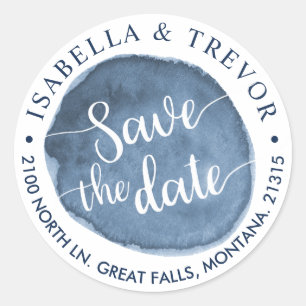 Lake Water Stain   Custom   Save the Date Classic Round Sticker