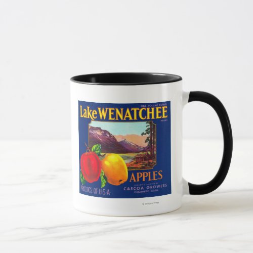 Lake Wenatchee Apple Label blue _ Cashmere WA Mug