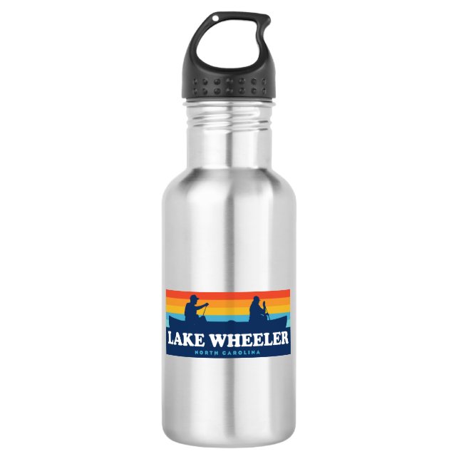Lake Wheeler North Carolina Canoe Stainless Steel Water Bottle (Front)