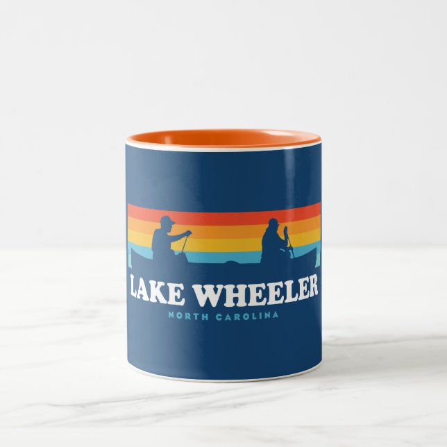 Lake Wheeler North Carolina Canoe Two-Tone Coffee Mug (Center)