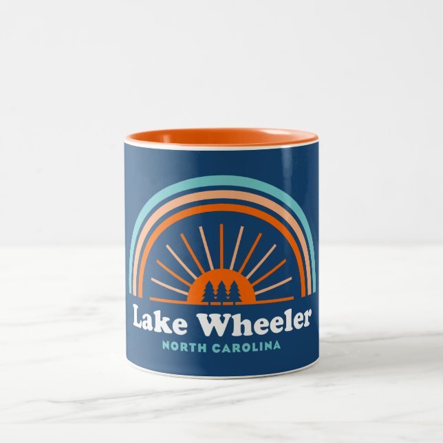 Lake Wheeler North Carolina Rainbow Two-Tone Coffee Mug (Center)