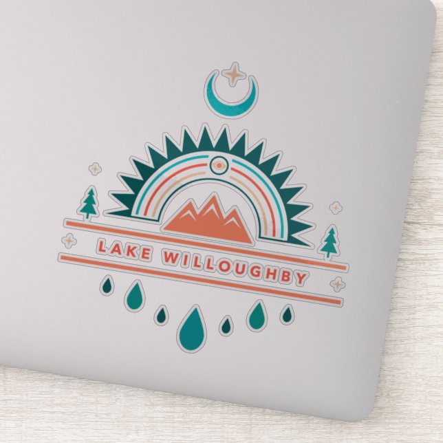 lake willoughby boho rainbow moon sticker (Detail)