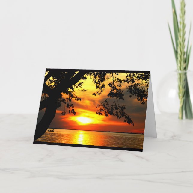 Lake Winnebago Sunset Thinking Of You Card (Front)