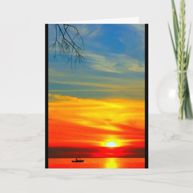 Lake Winnebago Sunset Thinking Of You Card (Front)