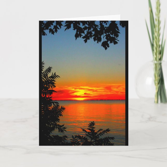 Lake Winnebago Sunset Thinking Of You Card (Front)