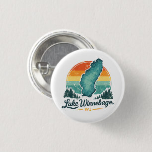 Lake Winnebago WI Sunset Lake Map Outline Button