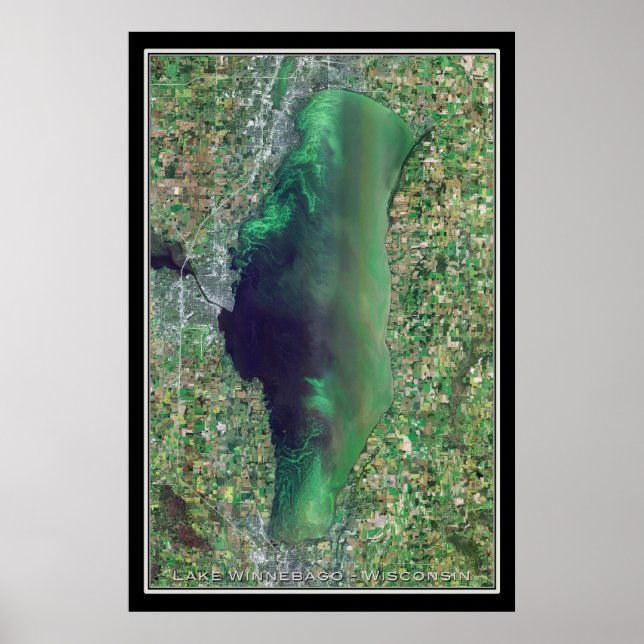 Lake Winnebago Wisconsin Satellite Poster Map (Front)